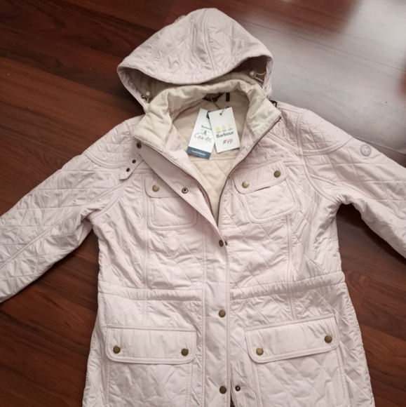 NWT Barbour Coastal Collection Arrow Parka Oyster/Beige/Pink Svrl Sizes - Picture 12 of 12